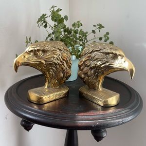 Vintage Mid Century Brass Eagle Bookends